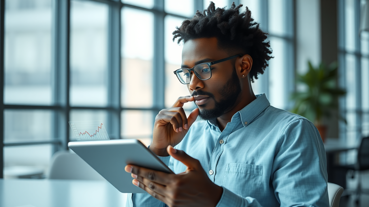 Insightful entrepreneur analyzing data charts on content creation for entrepreneurs