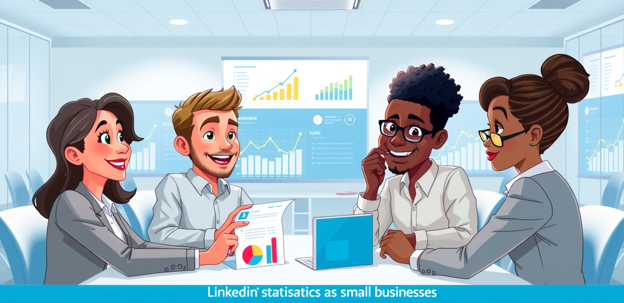 LinkedIn for small business growth infographic statistics depicting small business owners engaged and analyzing data